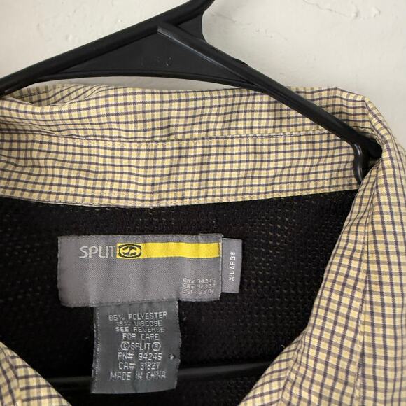 Split Men's Size XL Yellow Purple Plaid Outdoor Vented‎ Short Sleeve Button Up - Picture 8 of 10